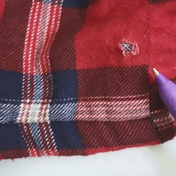 Bull Run Red Plaid Flannel Lined Button Front Jacket Size Medium M - Picture 7 of 7